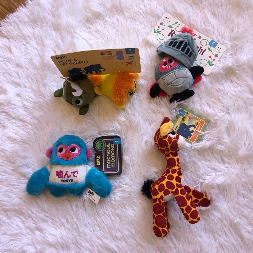 BARKBOX Plush Giraffe & Assorted Dog Toys for Small Dogs
